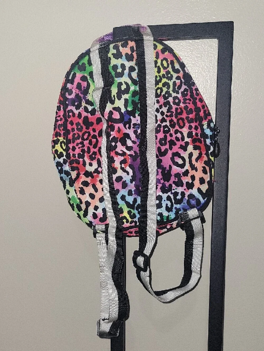 Justice Girls Rainbow Leopard Print Backpack - Pink Blue Green Purple